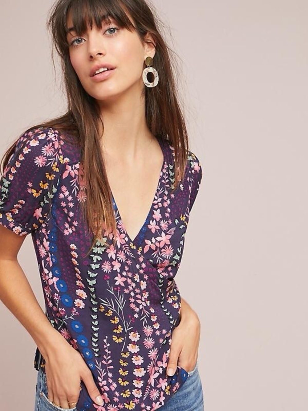 Anthropologie Meadow Rue Eldoret Floral Wrap Top